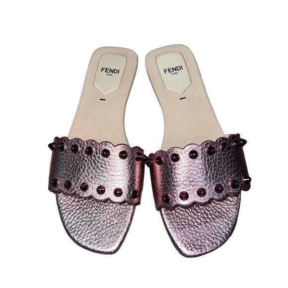 Fendi Metallic Pink Studded Sandals EU Size 36 - Picture 2 of 9